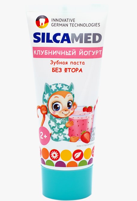 Зубная паста SILCAMED Детская клубничный йогурт 2+ 65г 24шт