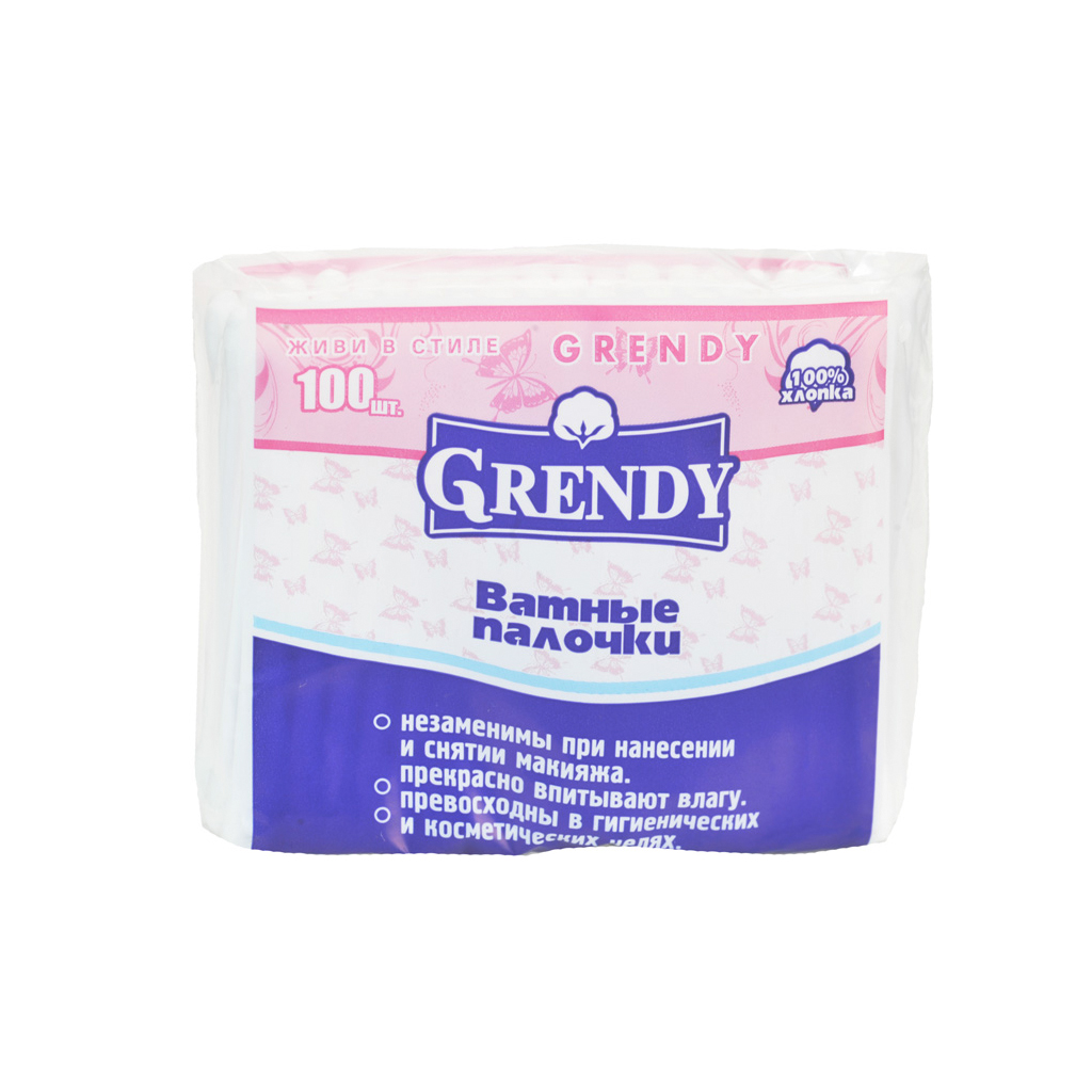 Ватные палочки Grendy п/э 100шт 52ящ