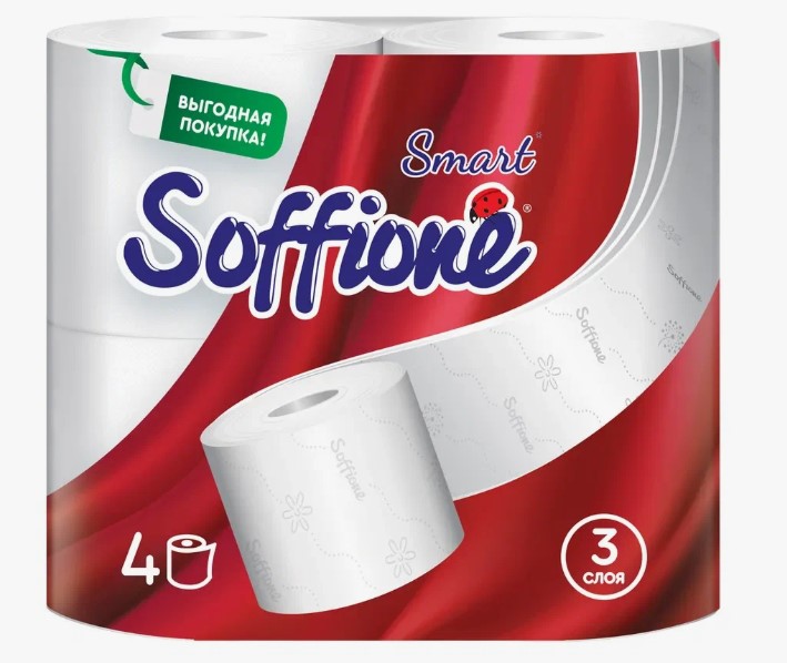 Т.Бумага Soffione Smart 3сл 4рул 10бл в уп 