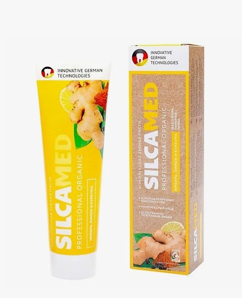 Зубная паста SILCAMED Имбирь лимон и куркума 100г 24шт