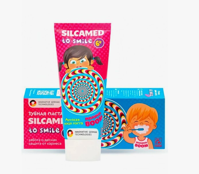 Зубная паста SILCAMED Детская малина BOOM 6+ 65г