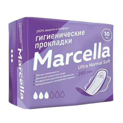Ультратонкие женские гигиенические прокладки Marcella Normal 10шт