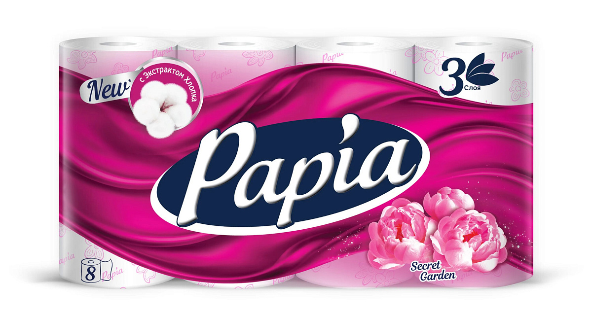 Т.Бумага PAPIA 3сл 8рул 7бл в уп 