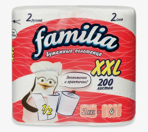 Бум.полотенца PAPIA Familia 2сл XXL 2рул 12шт в уп