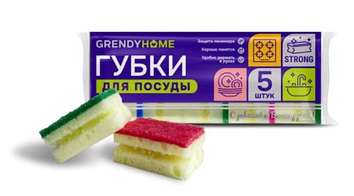 Губка для посуды STRONG 85*55*40 5шт 40ящ